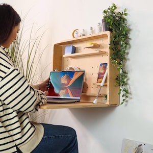 Folding Wall Desk: Space-Saving Plywood Laptop Desk