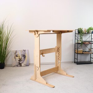Adjustable Standing Desk: Ergonomic Scandinavian Wood Computer Stand image 16