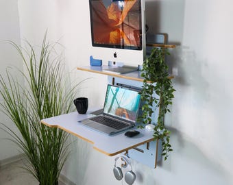 Murphy Wall Mounted Desk: Space-Saving Wooden Floating Table for Home Office