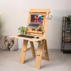 Adjustable Plywood Standing Desk: Artist Easel & Office Furniture