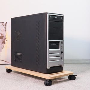 Storage Organization PC Stand Adjustable Office Furniture Personalized Computer Holder Home Office Wooden PC Stand On Wheels PC Tower Stand