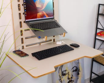 Wall Mounted Desk: Space-Saving Plywood Standing Table Floating Furniture