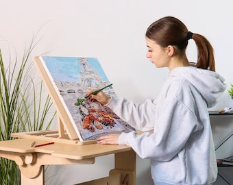 Drawing Board Black Wooden Easel Painting Stand Adjustable Unique Personalized Gift for Artist Portable Tabletop Travel Easel A4 Handmade
