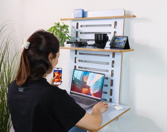 Wall Mounted Floating Desk: Space-Saving Plywood Home Office