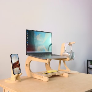 Office Furniture Desk Riser Organizer Laptop Stand Office Setup Gift Desk Storage Phone Holder Headphones Gamer Desk Tray Organizer Custom