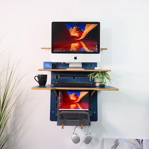 Escritorio de pared, mesa flotante de madera, escritorio de pared, personalizado, ajustable, para colgar en la pared, soporte de oficina, escritorio de pie para trabajar desde casa, regalo para compañeros de trabajo