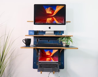 Wall Desk Wooden Floating Table Wall Mounted Desk Personalized Adjust Wall Hanging Office Holder Work From Home Standing Desk Coworker Gift