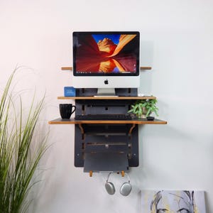 Wall Mounted Standing Desk: Adjustable Height, Space Saving, Modern Office image 14