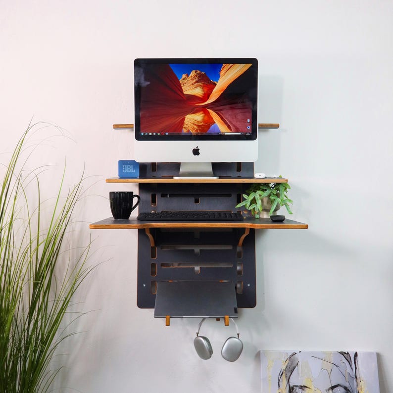 Wall Mounted Standing Desk: Adjustable Height, Space Saving, Modern Office image 14