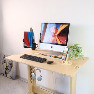 Adjustable Standing Desk: Ergonomic Scandinavian Wood Computer Stand image 19