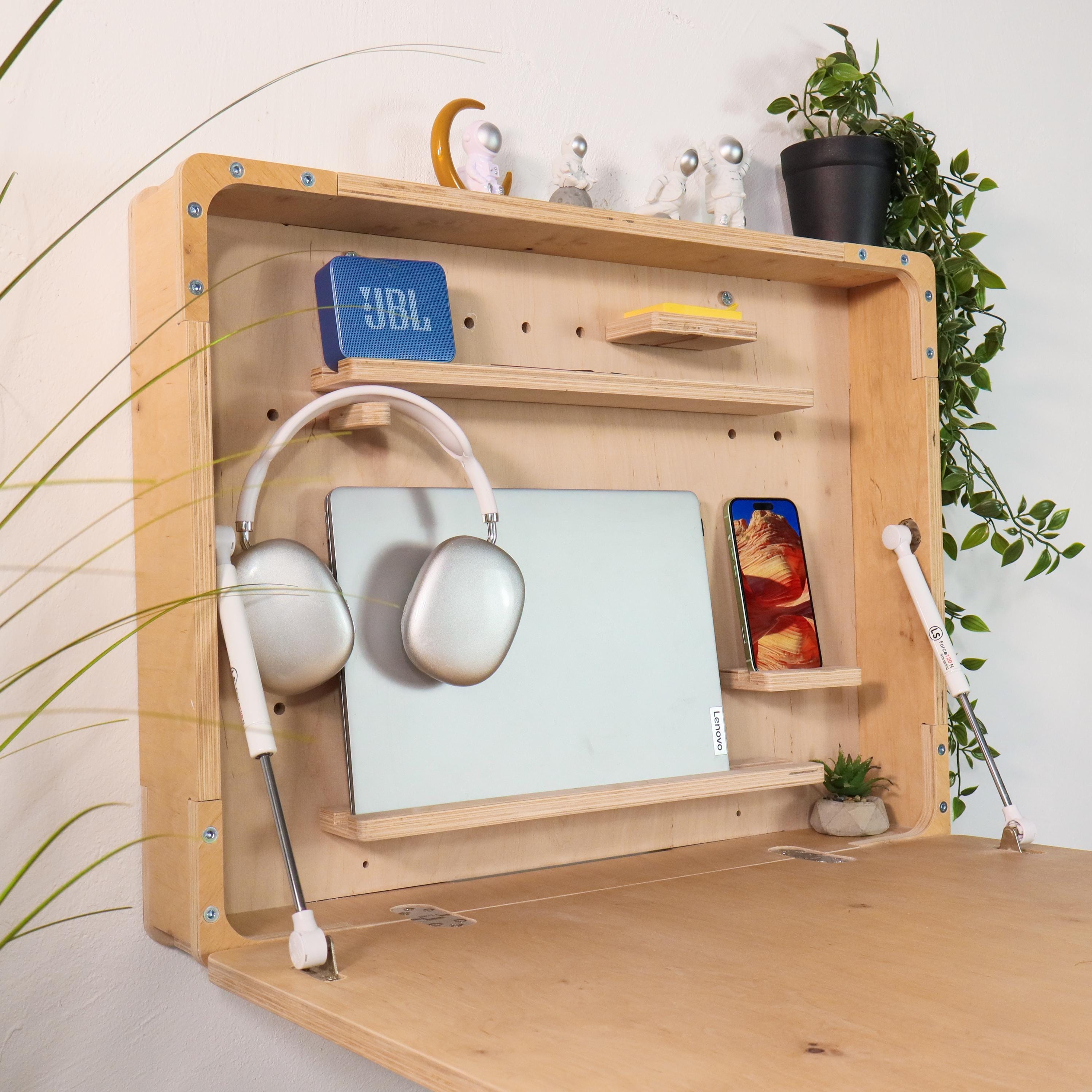 Wall Desk Folding Wall Table Space-Saving Fold Down Desk Wall Mounted Desk Floating Murphy Desk Compact Workstation Laptop Desk Setup