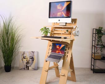 Adjustable Wooden Standing Desk: Artist Drafting Table, Home Office Furniture