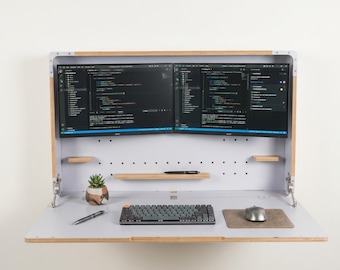 Dual Monitor Murphy Desk – Adjustable Wall Mounted Workstation for Home Office