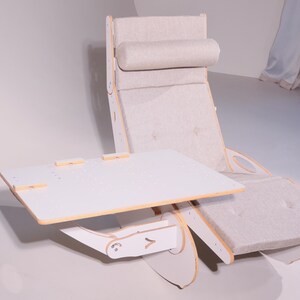 Adjustable Wooden Lounge Chair with Laptop Tray - Garden & Office image 11