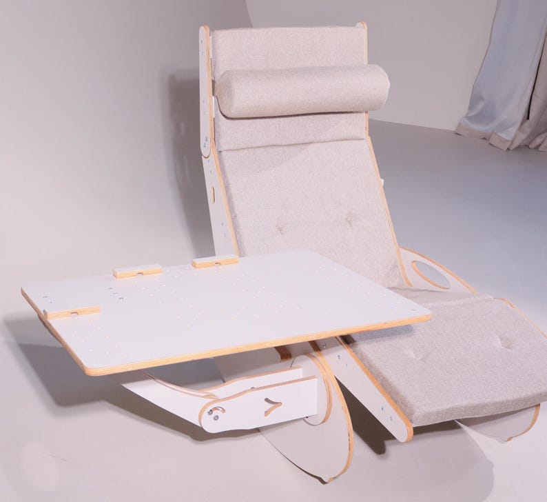 Adjustable Wooden Lounge Chair with Laptop Tray - Garden & Office image 11