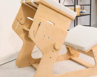 Ergonomic Kneeling Chair: Adjustable Plywood Furniture with Cushion Posture Stool