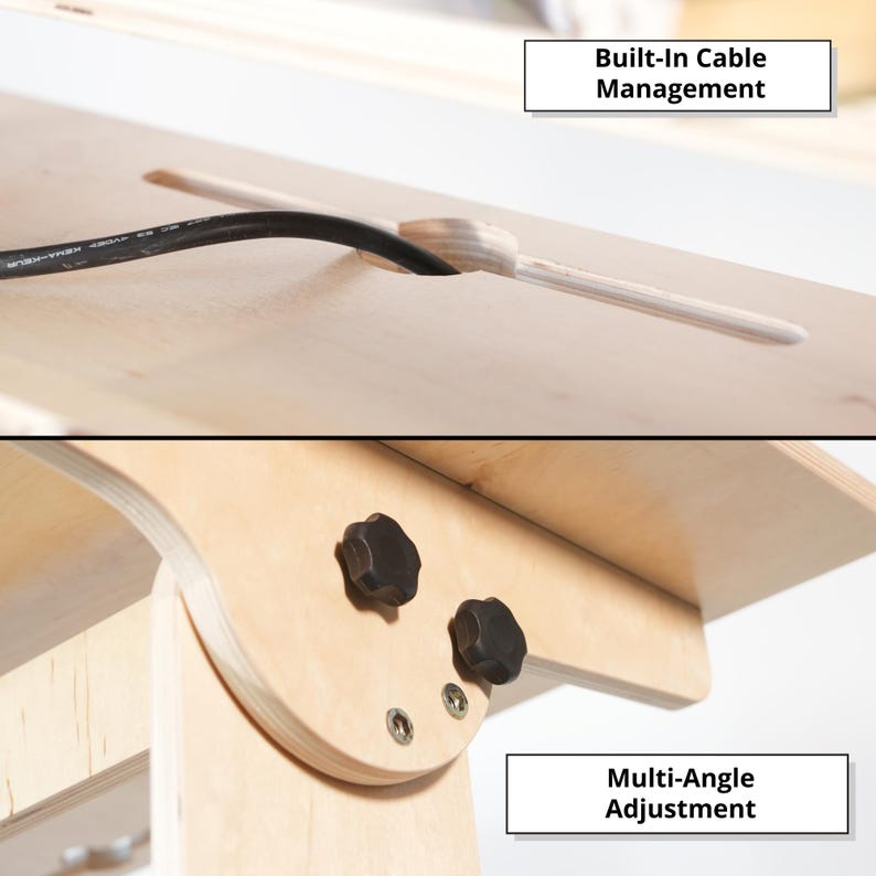 Adjustable Standing Desk: Ergonomic Scandinavian Wood Computer Stand image 11