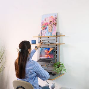 Murphy Desk Wall Mounted Workstation Floating Wall Desk Space Saving Murphy Folding Standing Wall-Mounted Workstation Shelf Home Office