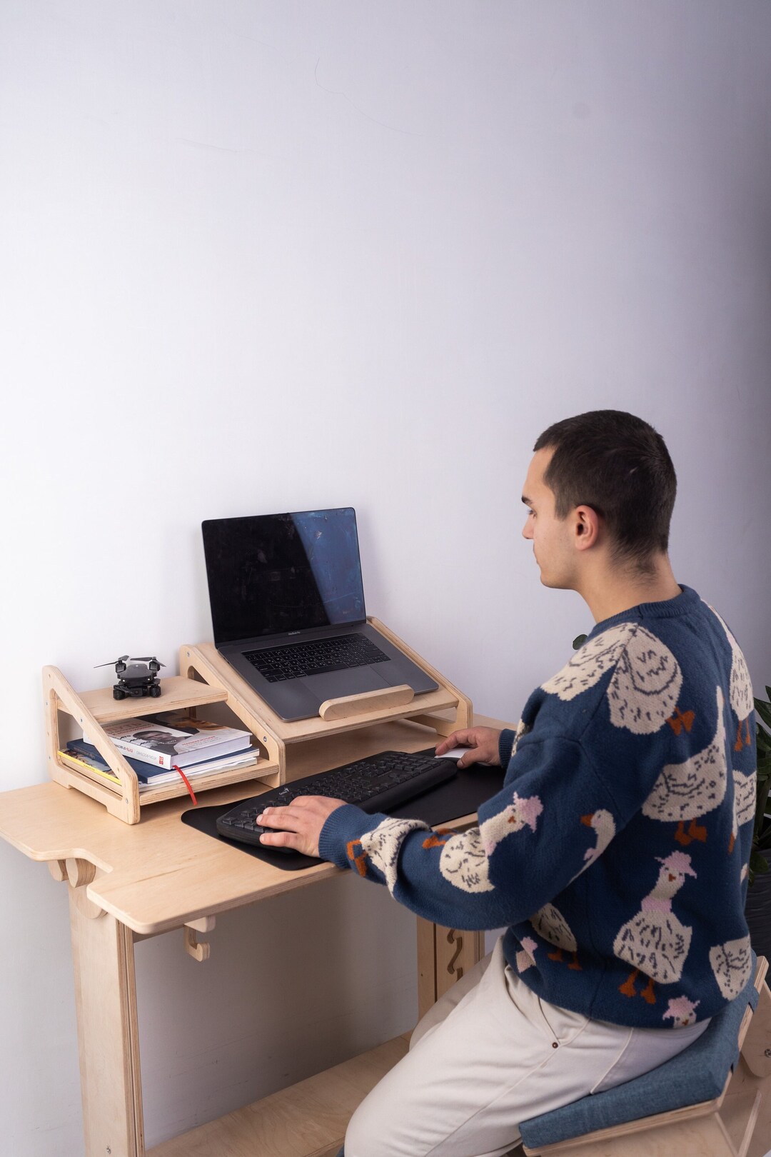 Laptop Stand Wood Natural Desktop Laptop Stand Desk Organizer Office ...