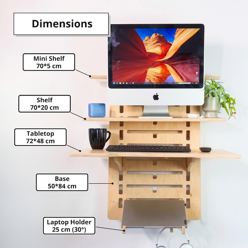 Wall Mounted Standing Desk: Adjustable Height, Space Saving, Modern Office Wall Desk