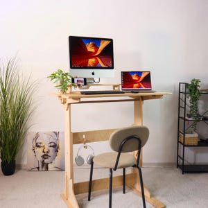 Plywood Standing Desk: Ergonomic Folding Home Office Furniture