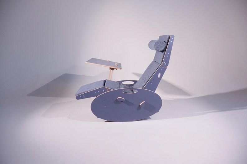 Adjustable Wooden Lounge Chair with Laptop Tray - Garden & Office image 12