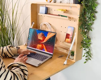 Murphy Desk: Folding Laptop Wall Desk, Space Saving Workspace