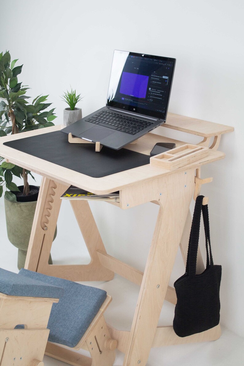 Plywood Furniture Standing Desk Adjustable Home Office Table Custom Computer Desk Wooden Office Furniture Modern Desk Office Gift for Him image 3