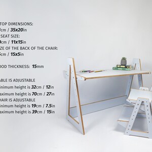 Kids Desk and Chair Wooden Toddler Furniture Activity Table Folding Desk for Kids Custom Gift for Son Fold Learning Table Study Desk Gift image 6