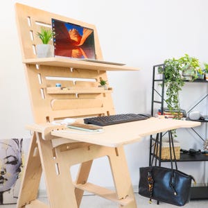 Dual Surface Standing Desk – Adjustable Wooden Desk with Two-Level Workspace