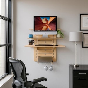 Office Furniture Murphy Wall Mounted Desk Standing Floating Plywood Table Space Saving