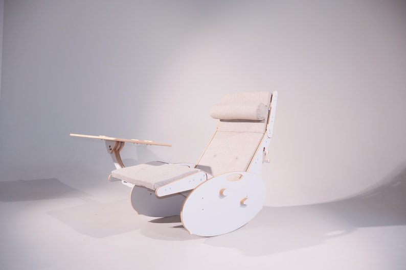 Adjustable Wooden Lounge Chair with Laptop Tray - Garden & Office image 14