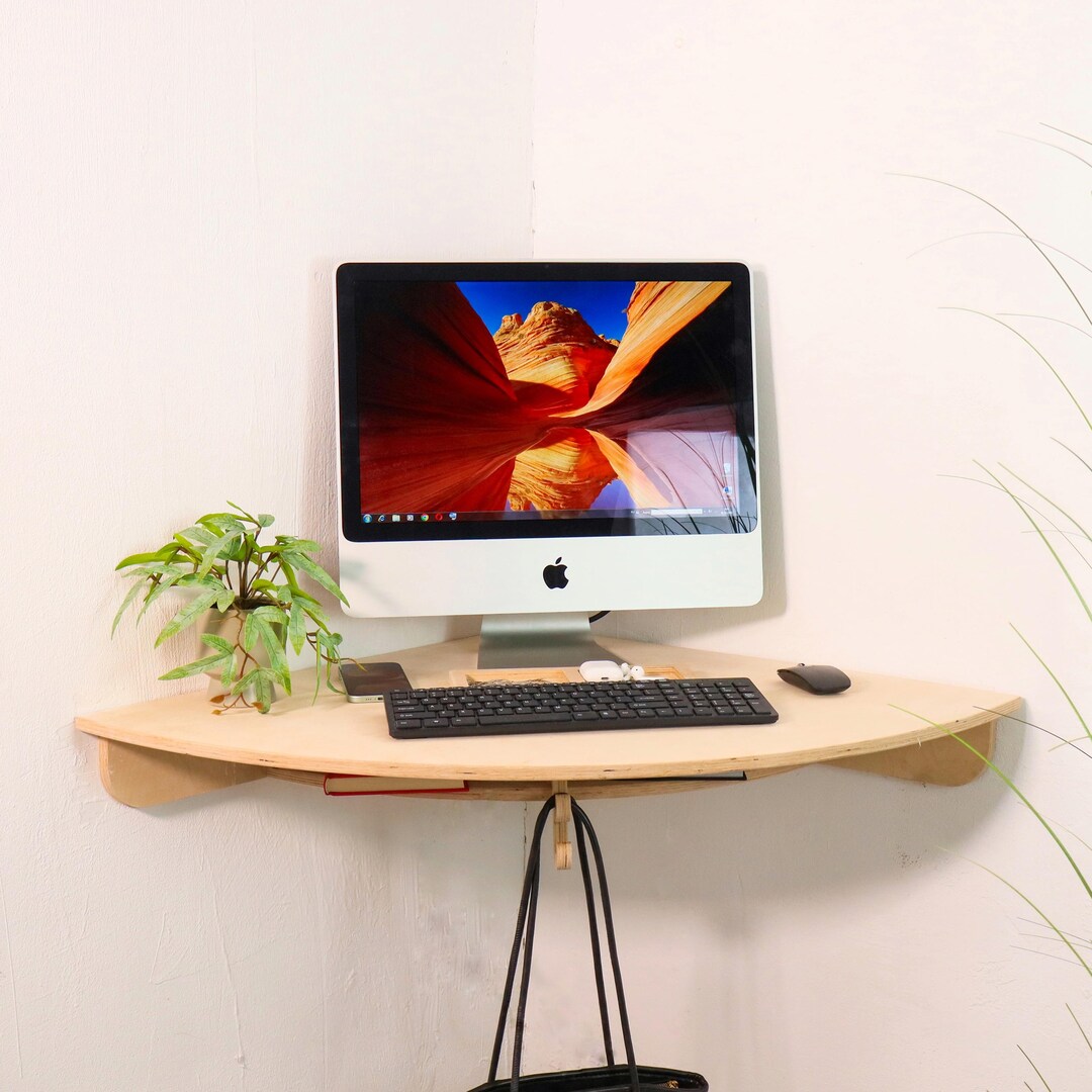 Floating Corner Desk: Wall Mounted Plywood Home Office - Etsy
