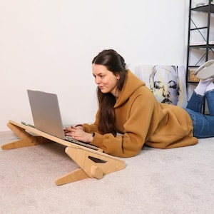 Escritorio portátil para regazo, soporte para computadora portátil, bandeja para lectura en la cama, tablero de dibujo, escritorio transformable, bandeja portátil para computadora portátil, regalo de oficina personalizado de madera para trabajadores