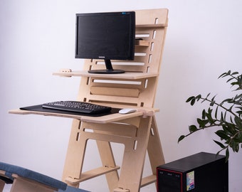 Plywood Furniture Standing Desk Unique High Desk Adjustable Sit Stand Computer Desk Ergonomic Custom Drawing Desk Monitor Stand Office Gift