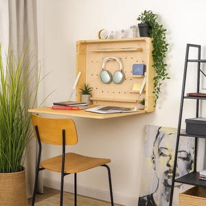 Wall Mounted Folding Murphy Desk Plywood Floating Laptop Table Space Saving Furniture