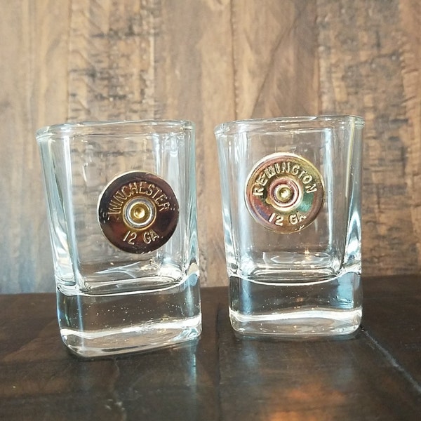Handmade Bullet Square Shot Glass, 12GA Winchester or Remington Shot Glasses Bullet Glasses, Bullet Home Bar Decor Fathers Day Gifts for Him