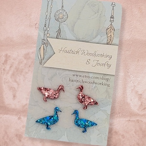 Chunky Glitter Duck Stud Earrings, Duck Earrings, Fun Earrings, Duck Jewelry, Duck Lover Gift Gifts for Her