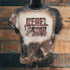 Rebel Soul Shirt Tee, Rebel Soul Bleached Shirt, Skull Shirt Tee, Cheetah Shirt Gifts for Her