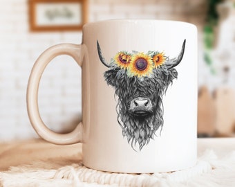 Scottish Highland Cow Mug, Cow Mug, Scottish Highlander Gifts for Her