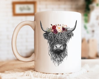 Scottish Highland Cow Mug, Cow Mug, Scottish Highlander Gifts for Her