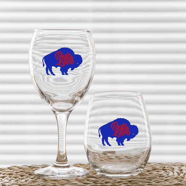 Buffalo Love Wine Glass, Buffalo Wine Glass Gifts for