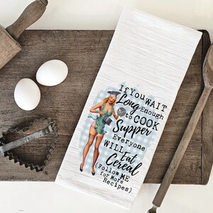 Everyone Will Eat Cereal - Funny Kitchen Tea Towels - Humorous Flour Sack Dish Towel - Hilarious Housewarming Host Gifts for