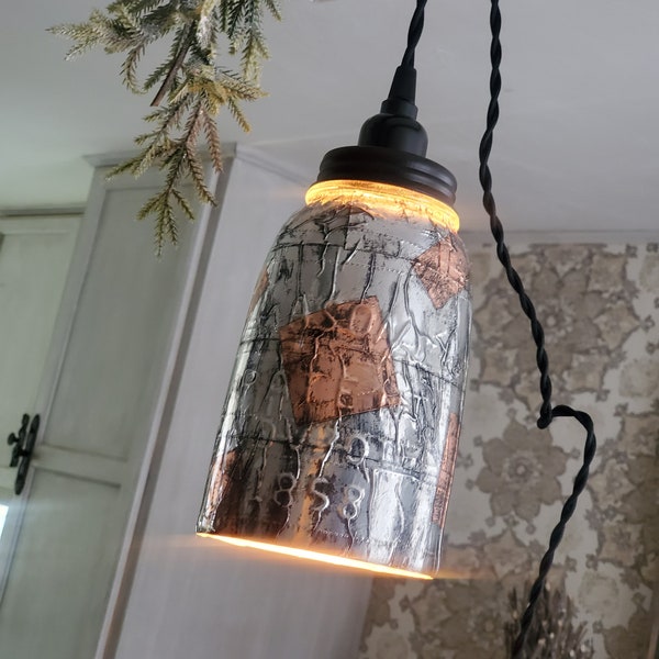 Handmade Industrial Steampunk Pendent Lamp, Steampunk Pendent Light, Mason Jar Light, Mason Jar Light RARE!! Gifts for Him Gifts for Her