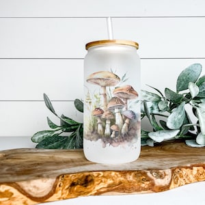 Cottagecore Iced Coffee Cup Glass Can, Cottage Core Coffee Cup Gifts for Her