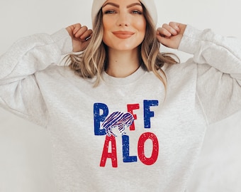 Buffalo Sweatshirt, Buffalo Crewneck Sweatshirt Gifts for Her