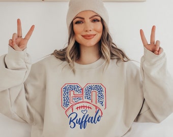 Go Buffalo Sweatshirt, Go Buffalo Crewneck Sweatshirt Gifts for Her