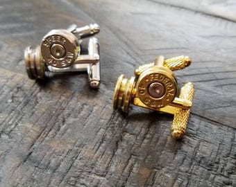 Handmade Spent Bullet Cuff Links Bullet Cufflinks Gold Men's Accessories 9mm .40 .45