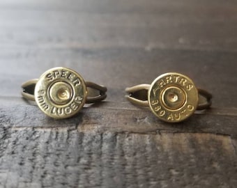 Handmade Bullet Rings, Bullet Jewelry, Adjustable Bullet Ring Gifts for Her