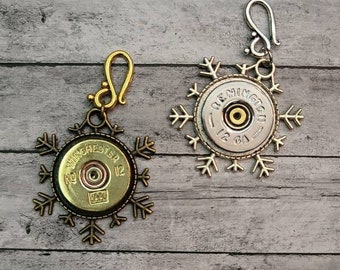 Metal Snowflake Bullet Ornament, Shotgun Shell Ornament, Bullet Christmas Ornament, Christmas gift Father's Day gift, Hunter gift Country